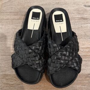 Dolce Vita Black Woven Slide Sandals